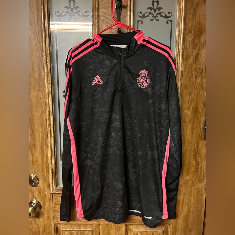ADIDAS MEN'S REAL MADRID 2021 GRAPHIC TIRO TRACK 1/4 ZIP TOP SIZE XL